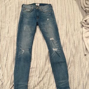 light blue wash ripped hudson skinny jeans 24 waist